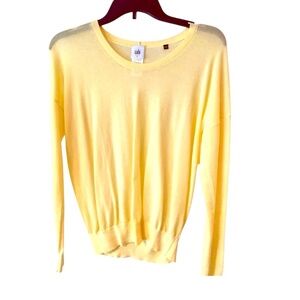 Cabi Butter Yellow Sweater Sheer Lightweight Long Sleeves-Sz S Layer Versatile